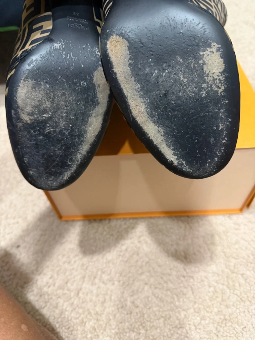 Fendi Black and Brown Patterned Heeled Boots - Picture 7 of 8